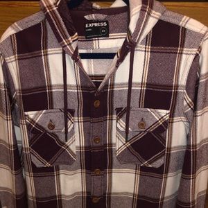 Express Men’s Hooded Button-up Flannel